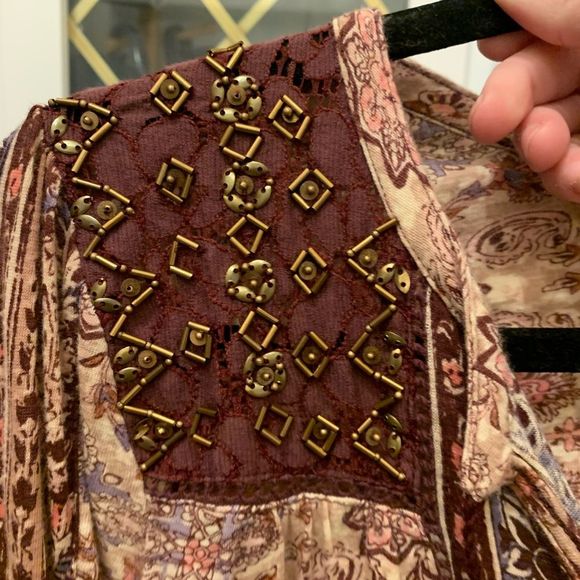 lucky Brand Long Sleeve Blouse Peasant Top - Picture 2 of 7